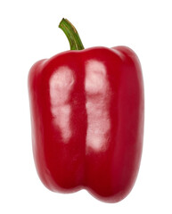 Whole red bell pepper isolated on white background, juicy and healthy vegetable