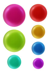 Set of round shape sphere ball or button in 3d rendering isolated on transparent background for decoration and design element concept.