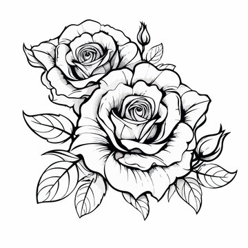 Roses in cartoon, doodle style. 2d vector illustration in logo, icon style. AI Generative