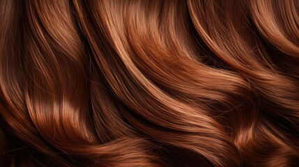 Fototapeta premium Brown shiny highlight woman hair background texture, generative ai