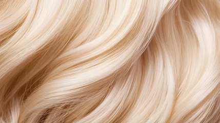 Fotobehang Blonde shiny highlight woman hair background texture, generative ai © GulArt