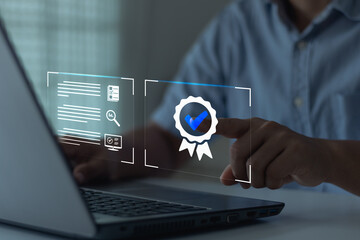 Business people prioritize quality assurance, guarantee, ISO certification, and standardization,...