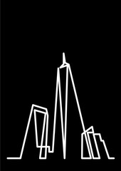 continuous line drawing vector illustration with FULLY EDITABLE STROKE of architecture modern buildings development background