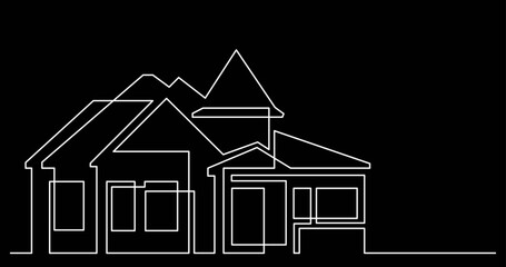 continuous line drawing vector illustration with FULLY EDITABLE STROKE of architecture modern buildings development background