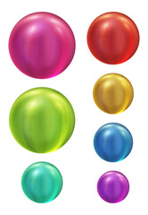 Set of round shape sphere ball or button in 3d rendering isolated on transparent background for decoration and design element concept.