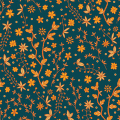 Seamless floral pattern. Can be printed on any material: package, merch, fabric, home.