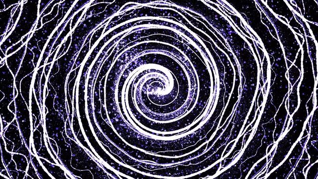 Spiral Lines Abstract Background in Neon Blue Analogous Colours. Birth Of A Galaxy. Rotating Spiral Galaxy on Space Background abstract animation. Fibonacci spiral formation particles. 4K video