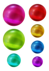 Set of round shape sphere ball or button in 3d rendering isolated on transparent background for decoration and design element concept.