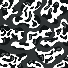 animal pattern of spots of white and black color similar to the skin of a zebra, on a dark gray background, vector illustration