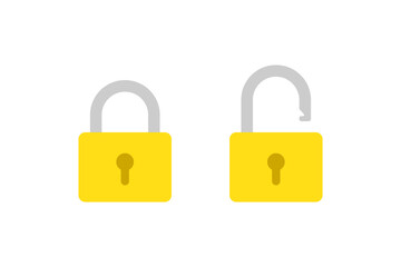 Padlocks set. Open and closed lock icons. Information, password, internet, cyberspace, privacy safety, security, protection concept. Vector illustration isolated on white background