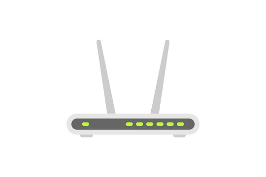 recommend clip art: Wifi router with two antennas. Wireless internet modem icon. Wi fi network device for digital communication, online networking, ethernet connection concept. Vector illustration isolated on white
