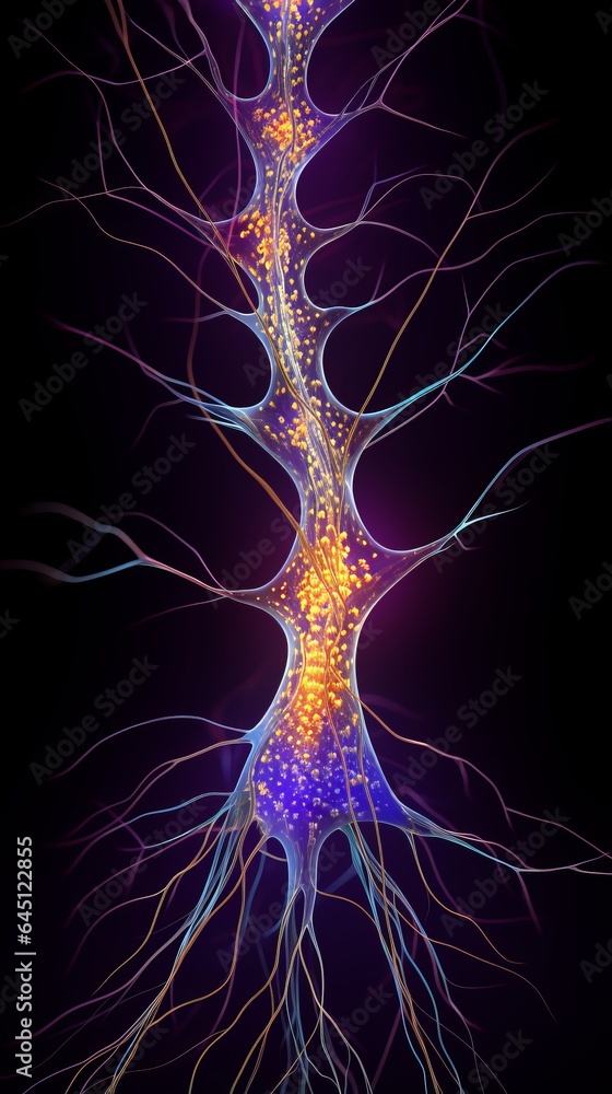 Poster neuron cells with abstract background. generative ai