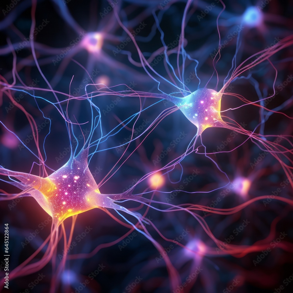 Aufkleber neuron cells with abstract background. generative ai