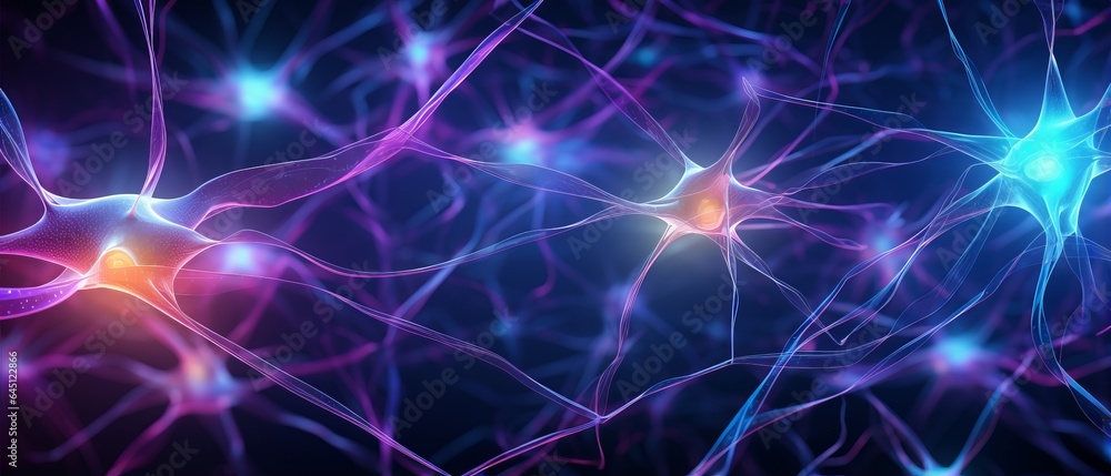 Aufkleber neuron cells with abstract background. generative ai