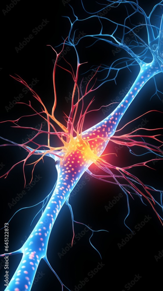 Aufkleber neuron cells with abstract background. generative ai
