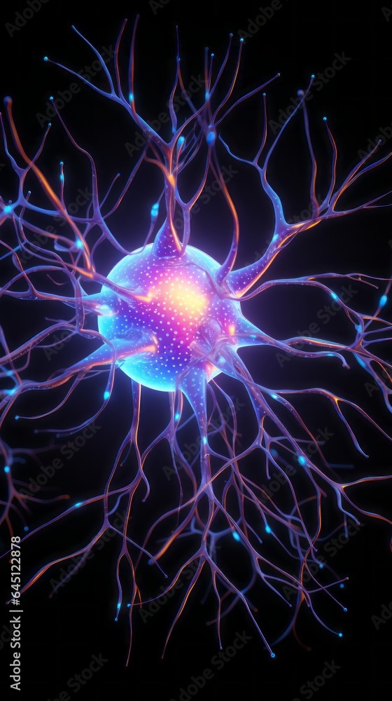 Aufkleber neuron cells with abstract background. generative ai
