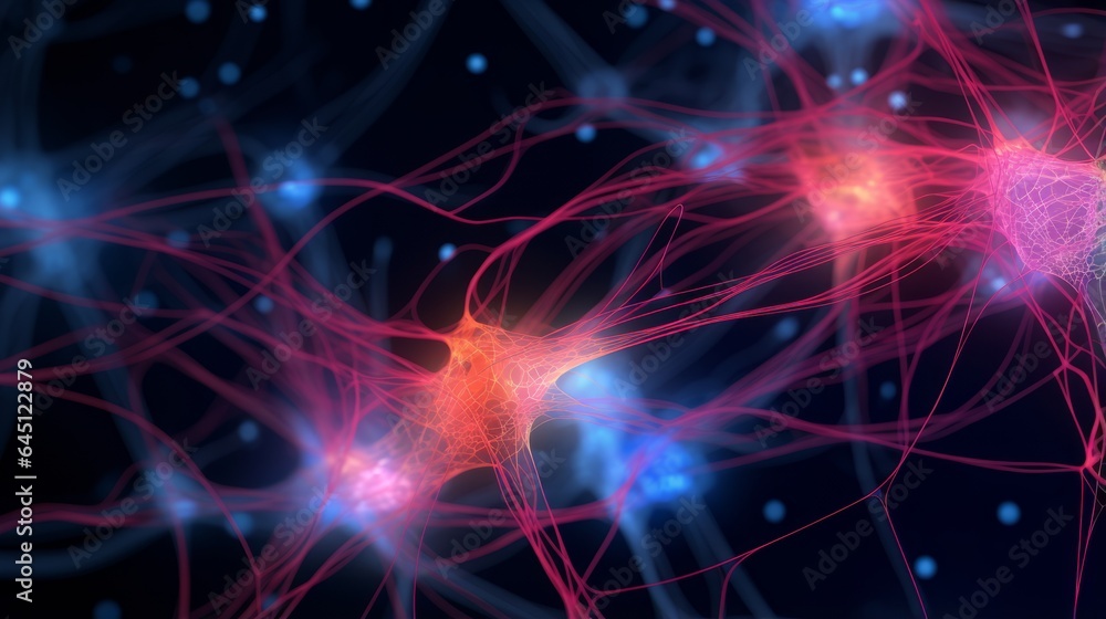 Aufkleber neuron cells with abstract background. generative ai