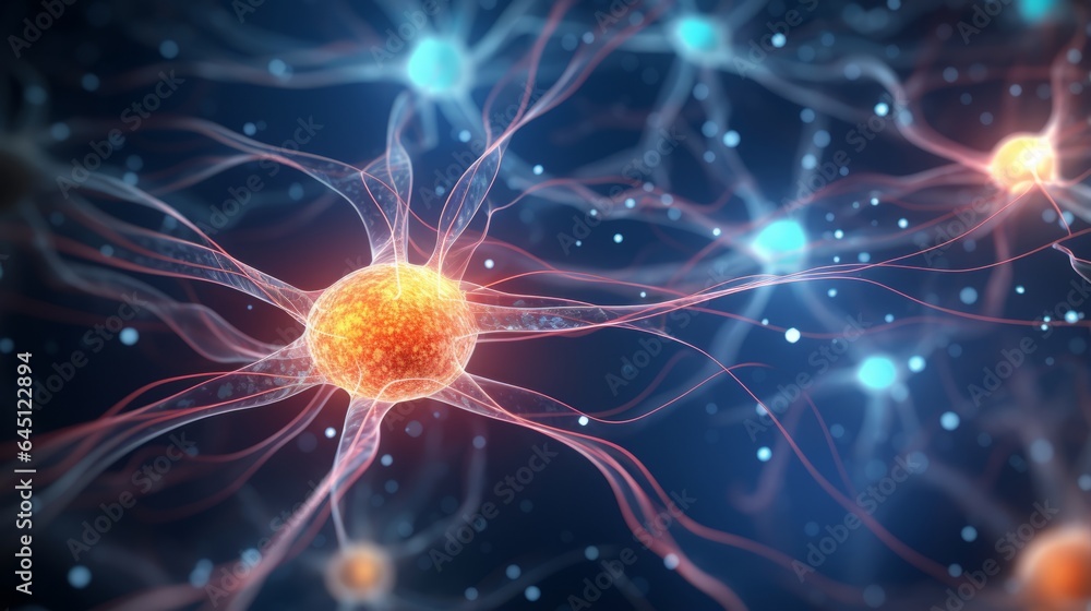Aufkleber neuron cells with abstract background. generative ai