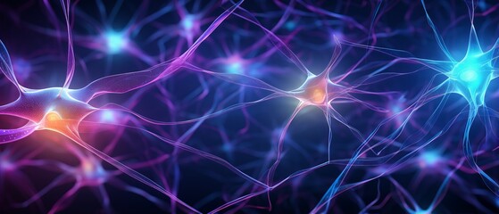 Neuron cells with abstract background. Generative AI