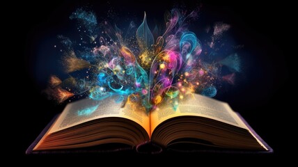 A book opening to reveal a world of ideas and concepts, embodying the idea that knowledge is a gateway to understanding