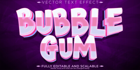 Bubble gum candy text effect, editable sugar and sweet text style