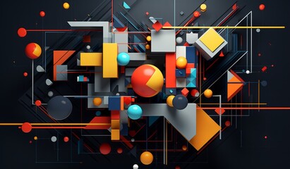 Digital art geometric, deconstructed, 3D design abstract