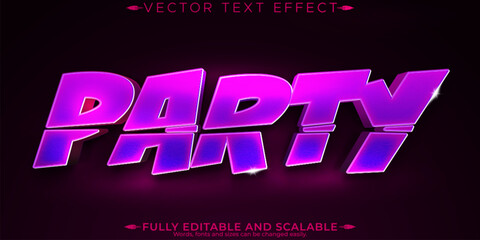 Music party text effect, editable party and disco text style