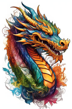 head, portrait of a dragon on a light background
