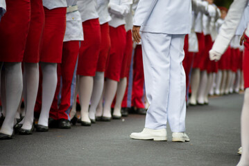 Students from the military college of the army are seen during the Brazilian independence parade in...