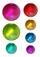 Set of round shape sphere ball or button in 3d rendering isolated on transparent background for decoration and design element concept.