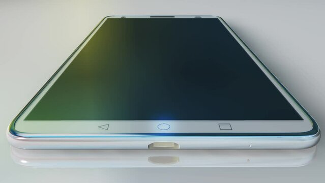 White touchscreen android cellphone smartphone isolated on grey floor