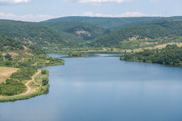 Fototapeta na wymiar Summer view of Pchelina Reservoir, Bulgaria