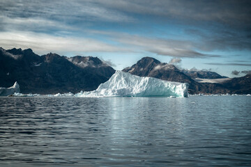 arctic icebergs are on arctic ocean in greenland