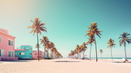Miami Beach Vibes Wallpaper Background - obrazy, fototapety, plakaty