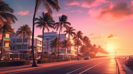 Fototapeta premium Miami Beach Vibes Wallpaper Background