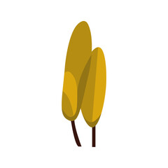 Yellow tree vector illustration, autumn trees in flat design style