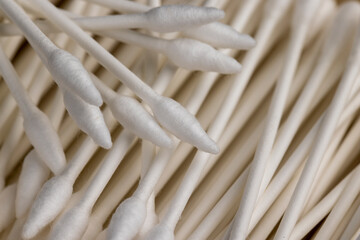 hygiene sticks with natural cotton close-up
