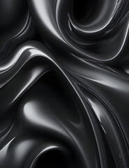 Fototapeta premium Fluid Interplay of Textures A Fusion of Gossamer Silk and Glistening Plastic in black Wave Symphony