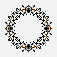 Circular baroque pattern. Round floral ornament. Vintage frame. Greeting card. Wedding invitation. Retro style. Vector logo template, labels and badges