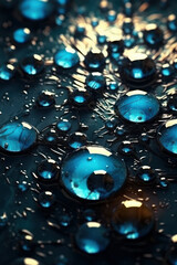 Naklejka premium Abstract background with shiny and colorful water drops. splashes shimmer and glow