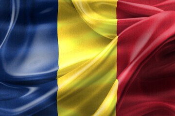 Fototapeta premium 3D-Illustration of a Romania flag - realistic waving fabric flag