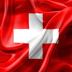 Swiss flag - realistic waving fabric flag