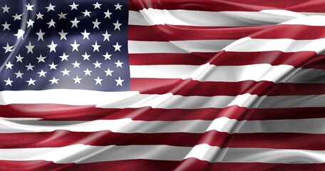 3D-Illustration of a USA flag - realistic waving fabric flag