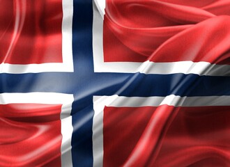 3D-Illustration of a Norway flag - realistic waving fabric flag