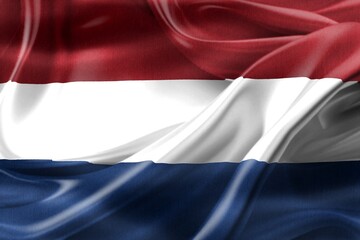 3D-Illustration of a Netherlands flag - realistic waving fabric flag