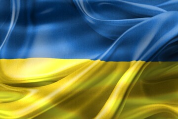 3D-Illustration of a Ukraine flag - realistic waving fabric flag