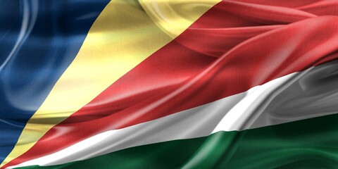 3D-Illustration of a Seychelles flag - realistic waving fabric flag