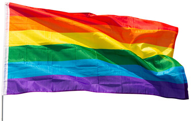 LGBT flag waving. Isolated over white background