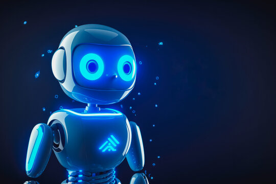 Illustration of digital chat bot robot on a blue background