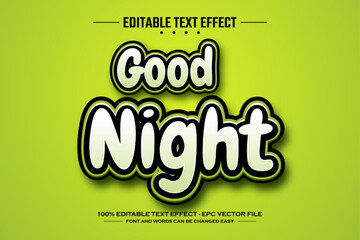 Good night 3D editable text effect template